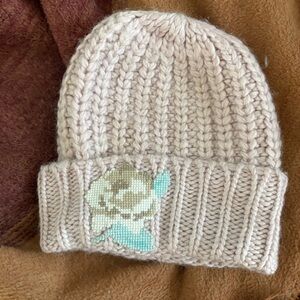 Free People Knit Beanie with Floral Detail